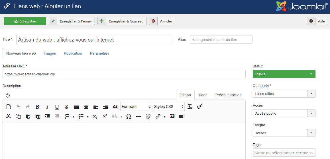 Créer un nouveau lien Créer un nouveau lien